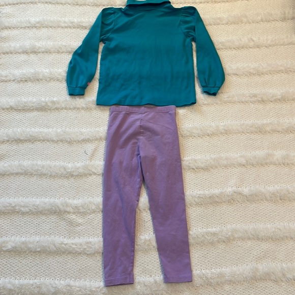 Oshkosh b’gosh turtleneck top puffy sleeves turquoise & purple leggings Girls 6X - Picture 8 of 13